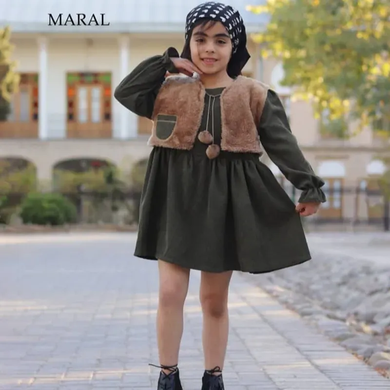 سارافون و وست دخترانه دوتیکه | مخمل کبریتی شیک