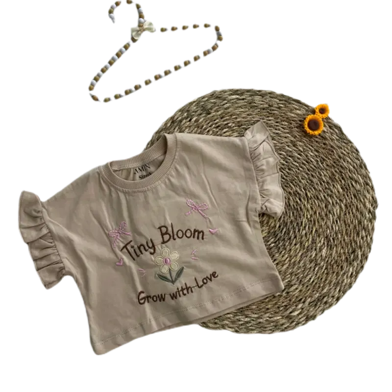 تیشرت کراپ دخترانه طرح گل Tiny bloom